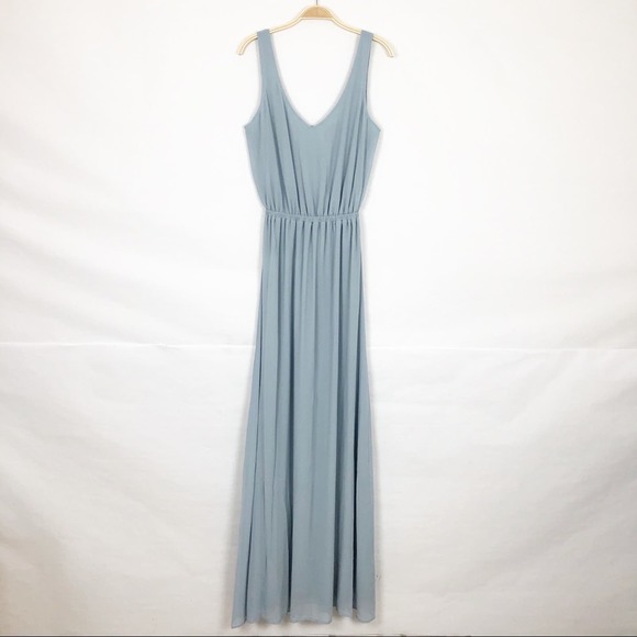 Show Me Your Mumu Kendall Maxi Dress Steel Blue Chiffon Size Medium - Picture 2 of 10